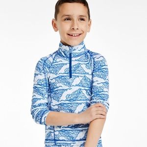 LL Bean Wicked Warm Long Underwear, Expedition-Weight Print Top 1/4 zip